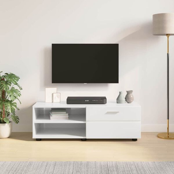 vidaXL Holzschrank Hochglanz Wei&szlig; 100,5 x 39 x 30 cm Holzwerkstoff