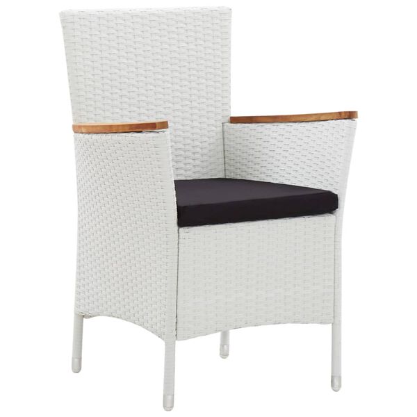 vidaXL 5-tlg. Garten-Essgruppe mit Kissen Poly Rattan Wei&szlig;