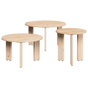 vidaXL Couchtisch 3 pcs Natur Massivholz Kiefer