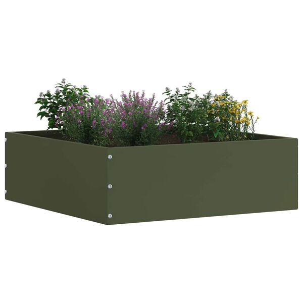 vidaXL Raseneinfassung Olive Gr&uuml;n 40 x 40 x 13 cm Stahl