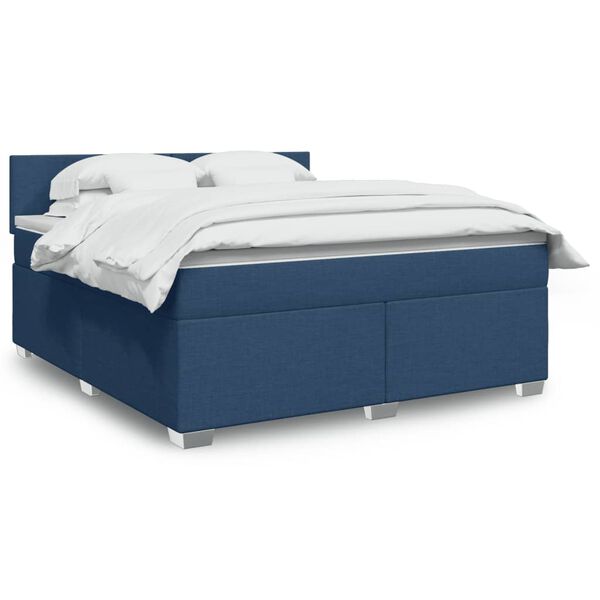 vidaXL Boxspringbett mit Matratze Blau 180x200 cm Stoff