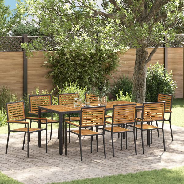vidaXL Garten Essgruppe 9 pcs Schwarz und Braun Poly-Rattan