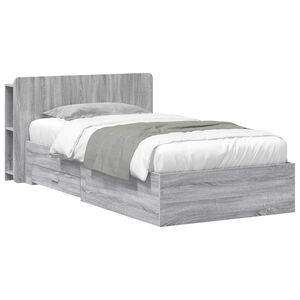 vidaXL Bettgestell mit Stauraum Sonoma-Grau 75 x 190 cm Holzwerkstoff