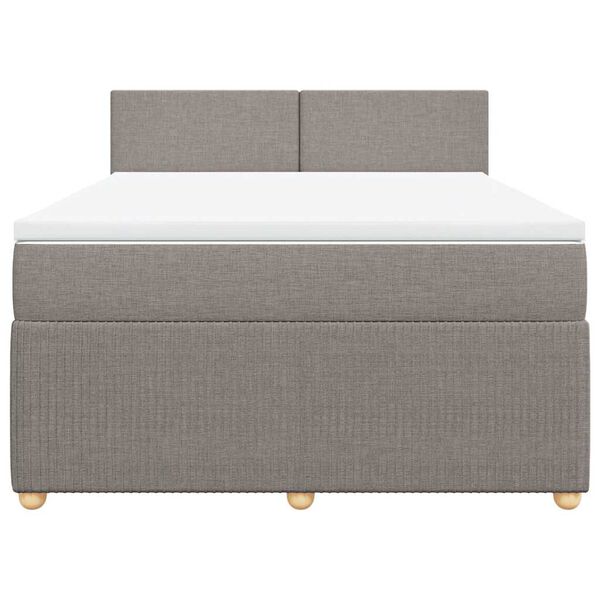 vidaXL Boxspringbett mit Matratze Taupe 140x200 cm Stoff