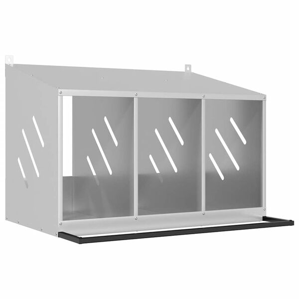 vidaXL H&uuml;hner-Nistkasten mit 3 F&auml;chern Verzinktes Silber Metall