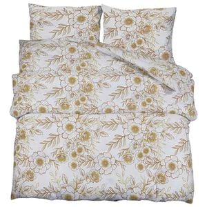 vidaXL Bettw&auml;sche-Set Wei&szlig; und Braun 240x220 cm Baumwolle