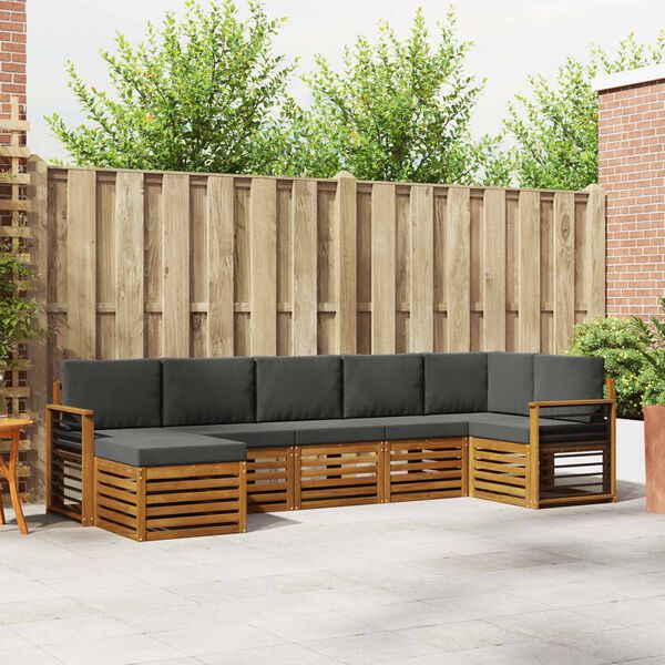 vidaXL Ecksofa Set 7 pcs Natur und Anthrazit Massivholz Akazie