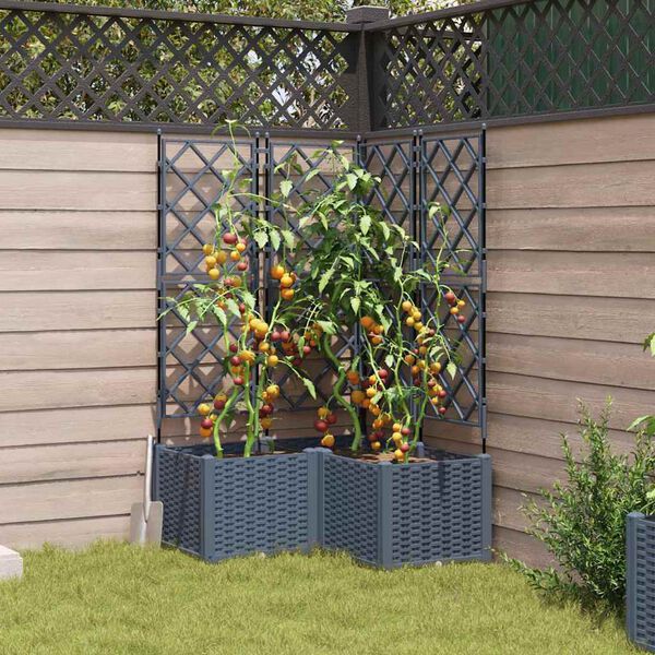 vidaXL Garten-Pflanzgef&auml;&szlig; 3 pcs Hellgrau 80 x 80 x 143 cm Stahl