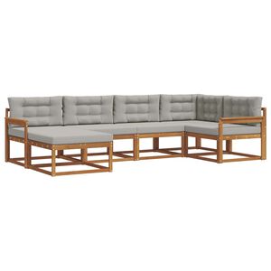 vidaXL Outdoor-Sofagarnitur mit Kissen 6 pcs Nat&uuml;rlich und Hellgrau