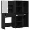 vidaXL LED Schminktisch Set Schwarz Eichen-Optik 140 x 40 x 140 cm
