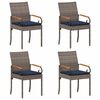 vidaXL Gartenst&uuml;hle 4 pcs Grau und Marineblau Poly-Rattan und Akazie