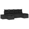 vidaXL Gartensofa-set mit Kissen 6 pcs Schwarz Poly-Rattan