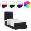 vidaXL Ottoman-Bett mit Matratze & LEDs Schwarz 90x190 cm Kunstleder