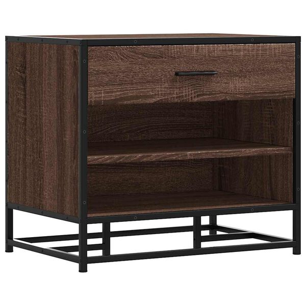 vidaXL Schuhbank Braun Eichen-Optik 60x40x53,5 cm Holzwerkstoff Metall