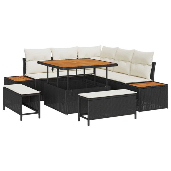 vidaXL Gartensofa-set 8 pcs Schwarz Poly-Rattan