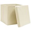 vidaXL Aufbewahrungsboxen mit Deckeln 10 Stk. 28x28x28 cm Creme