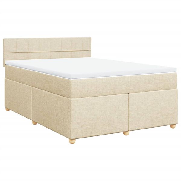 vidaXL Boxspringbett mit Matratze Creme 140x200 cm Stoff