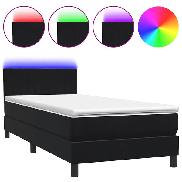 vidaXL Boxspringbett mit Matratze & LED Schwarz 100x210 cm Samt