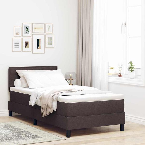 vidaXL Boxspringbett mit Matratze Dunkelbraun 80 x 200 cm Stoff