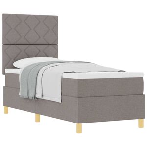 vidaXL Boxspringbett mit Matratze mit Kopfteil Taupe 80 x 200 cm Stoff