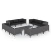 vidaXL 13-tlg. Garten-Lounge-Set mit Kissen Poly Rattan Dunkelgrau
