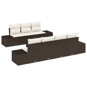 vidaXL Sofa Set mit Kissen 8 pcs Braun Poly Rattan