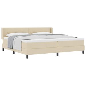 vidaXL Boxspringbett mit Matratze Creme 200 x 200 cm Polyester