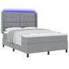 vidaXL LED Boxspringbett mit Matratze Hellgrau 140 x 190 cm Stoff