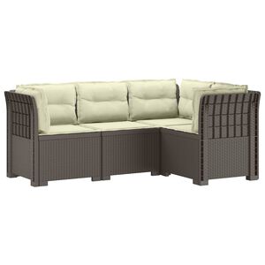 vidaXL 4-Sitzer Gartensofa mit Kissen Rattan-Look PP Hellgrau