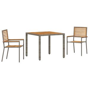 vidaXL Garten Essgruppe 3 stk. Grau und Braun Poly-Rattan
