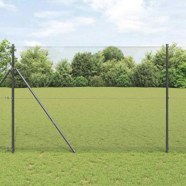 vidaXL Zaunpfosten Grau 50 x 1,4 m (16 x 16 mm Gewebe) Stahl und PVC