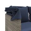 vidaXL Gartensofa 3-Sitzer mit Baldachin und Hockern Grau Poly Rattan