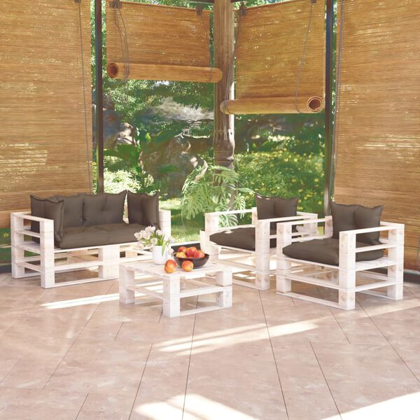 vidaXL 5-tlg. Garten-Lounge-Set aus Paletten mit Kissen Kiefernholz