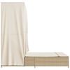 vidaXL Doppel-Sonnenliege mit Dach und Vorhängen Beige Poly Rattan