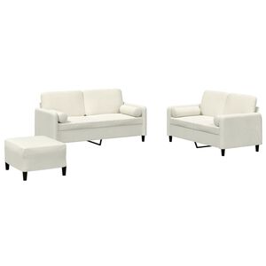 vidaXL 3-tlg. Sofagarnitur mit Kissen Creme Samt
