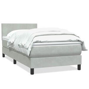 vidaXL Boxspringbett mit Matratze Hellgrau 80x220 cm Samt