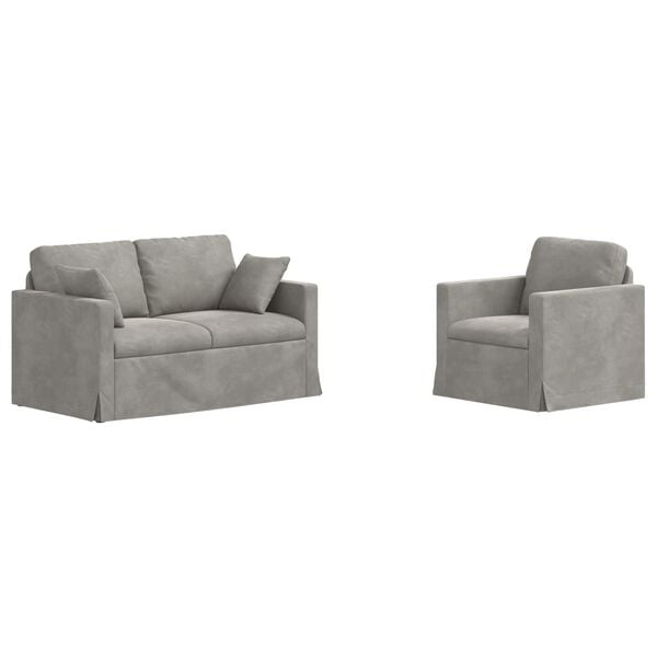 vidaXL Sofa 2 pcs Hellgrau