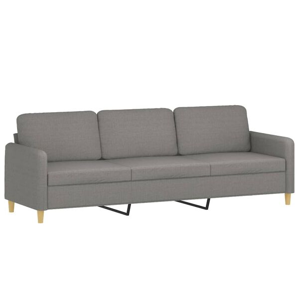 vidaXL 3-Sitzer-Sofa mit Hocker Dunkelgrau 210 cm Stoff