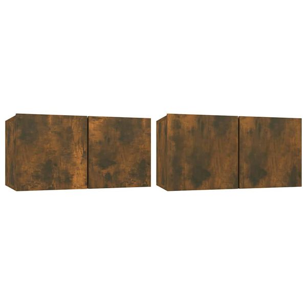 vidaXL TV-Wandschränke 2 Stk. Räuchereiche 60x30x30 cm