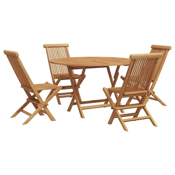 vidaXL Garten Essgruppe 5 pcs Braun Massivholz Teak