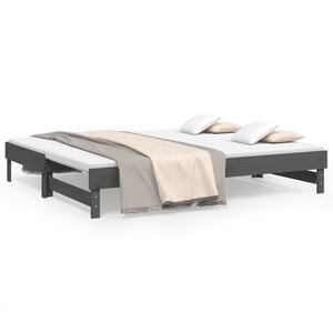vidaXL Tagesbett Ausziehbar Grau 2x(100x200) cm Massivholz Kiefer