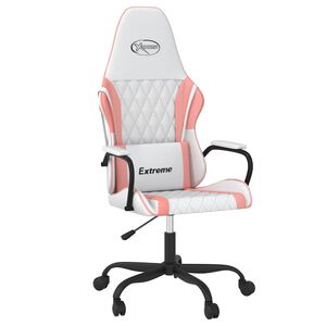vidaXL Gaming-Stuhl Wei&szlig; und Rosa Kunstleder