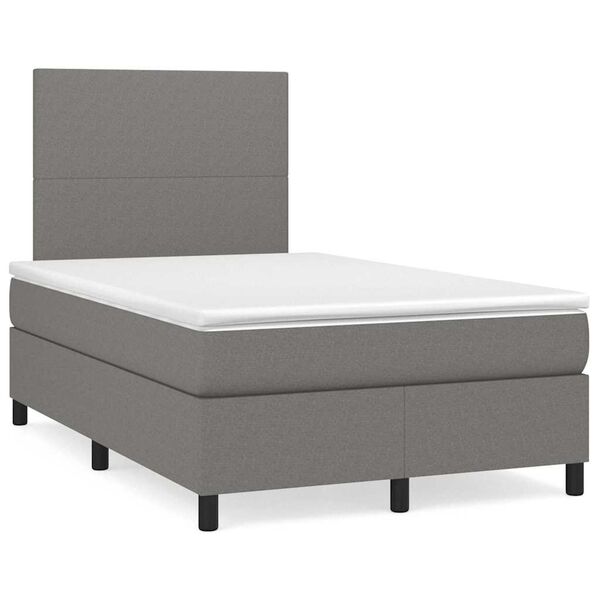 vidaXL Boxspringbett mit Matratze & LED Dunkelgrau 120x190 cm Stoff