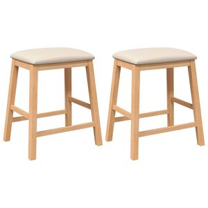 vidaXL Barst&uuml;hle mit Kissen 2 Stk. Massivholz Gummibaum