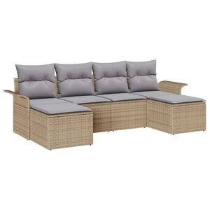 vidaXL Gartensofa-set mit Speicher 6 pcs Beige Poly-Rattan