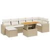 vidaXL 8-tlg. Garten-Sofagarnitur mit Kissen Beige Poly Rattan