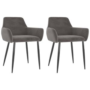 vidaXL Esszimmerst&uuml;hle 2 Stk. Dunkelgrau Samt