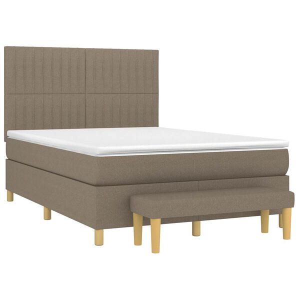 vidaXL Boxspringbett mit Matratze Taupe 140x190 cm Stoff