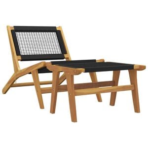 vidaXL Gartenstuhl mit Fu&szlig;st&uuml;tze Massivholz Teak und Polyester