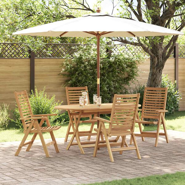 vidaXL Garten Essgruppe 5 pcs Braun Massivholz Teak